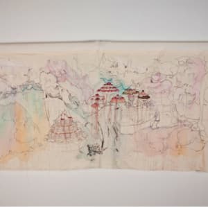 Original Embroidery with Watercolor by Lauren Brescia 